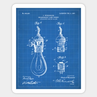 Light Bulb Patent - Designer Industrial Design Art - Blueprint Sticker